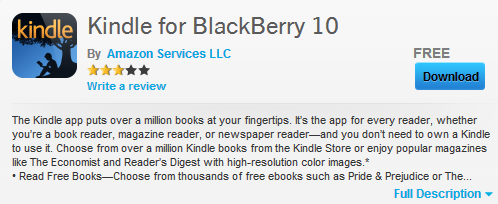 kindle for blackberry 10