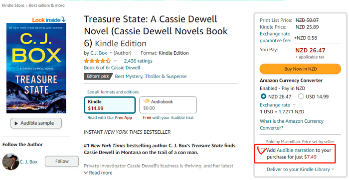 add audible narration to kindle books