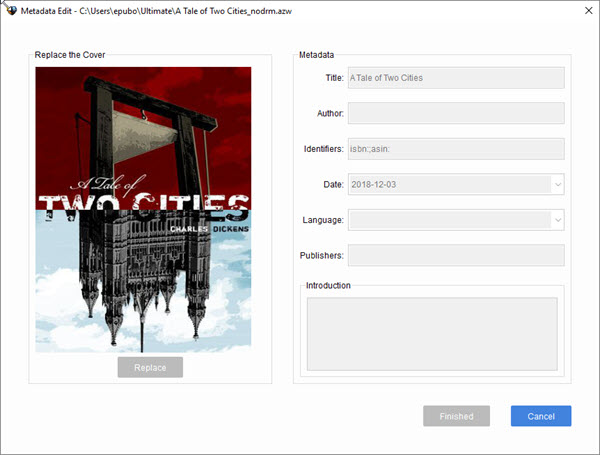 Metadata editor window