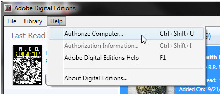 authorize Adobe Digital Editions