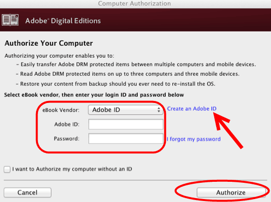 autoriser Adobe ID