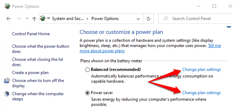 change plan settings