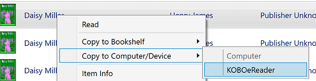copy ebooks to kobo eReader