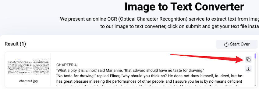 copy text from nook image to text