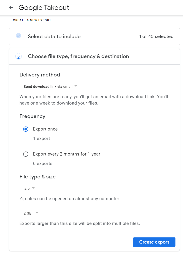 create export