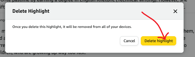 delete kindle highlights