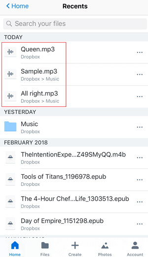 dropbox on iphone