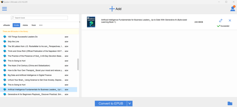 epubor converted the book ok