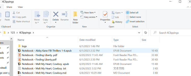 exported notes files