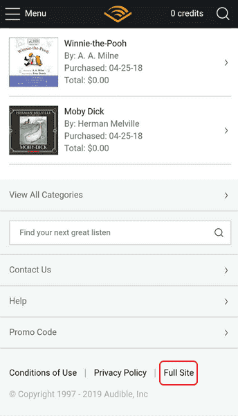 full site on mobile