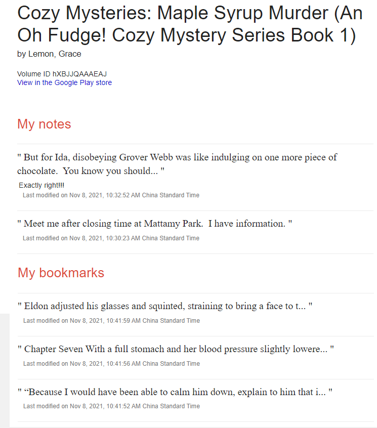 html google play books notes