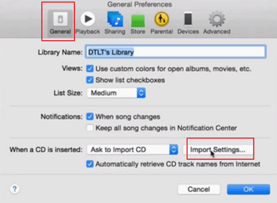 itunes import settings