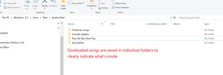 individual folder save tidal