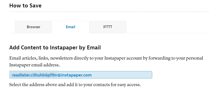 instapaper email address