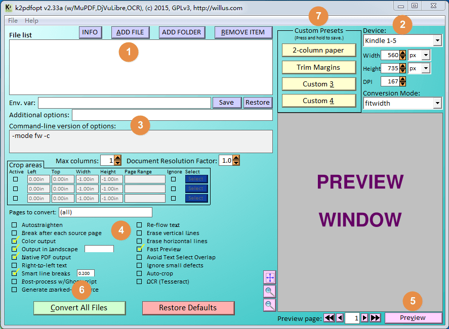 K2pdfopt User Interface