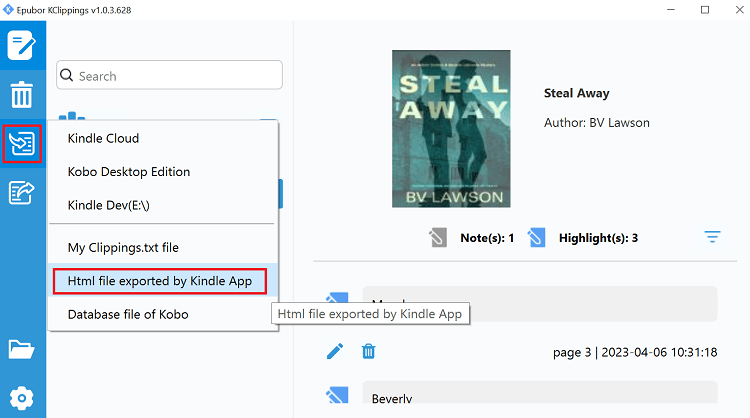 kclippings html files import