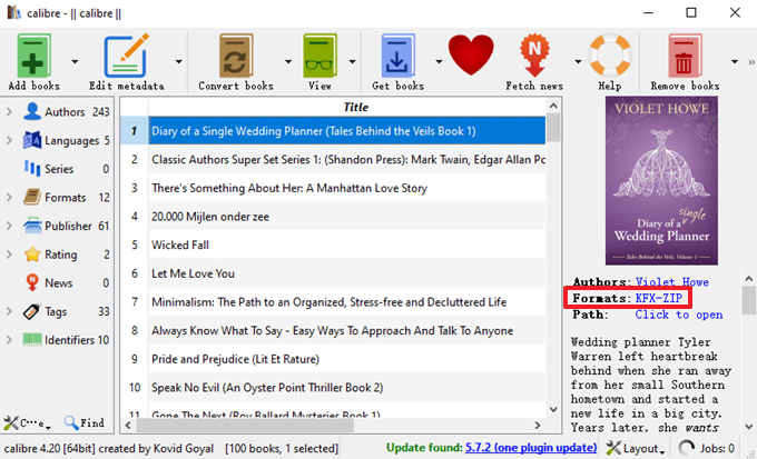 kfx zip import in calibre
