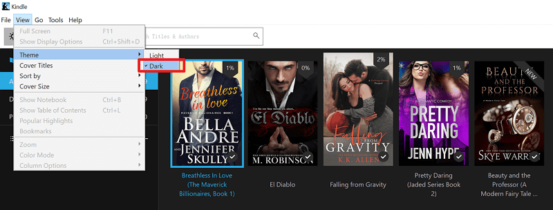 kindle for pc dark mode
