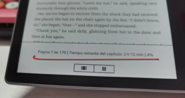 página en el libro kindle oasis