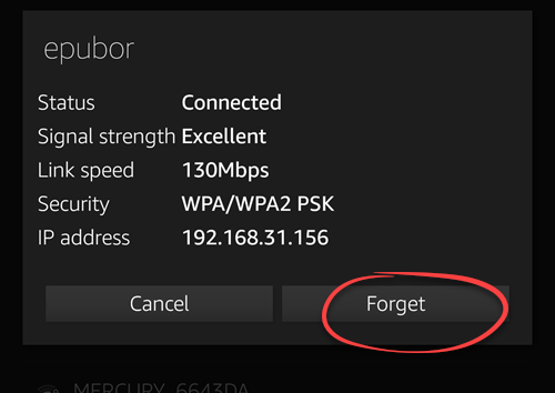 kindle fire forget wifi