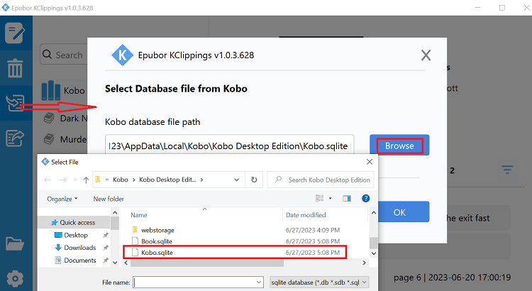 kobo desktop database