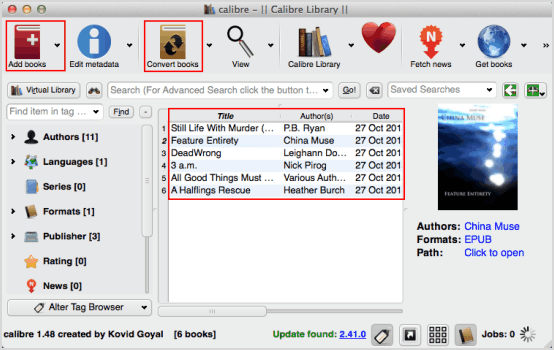 launch calibre and add epub books