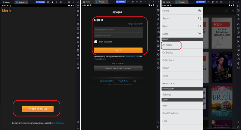 accedi a kindle android