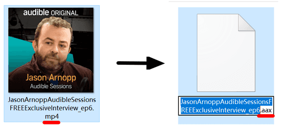 change audible mp4 to aax