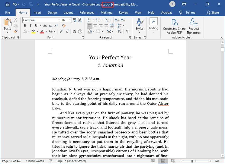 open Kindle docx on Word
