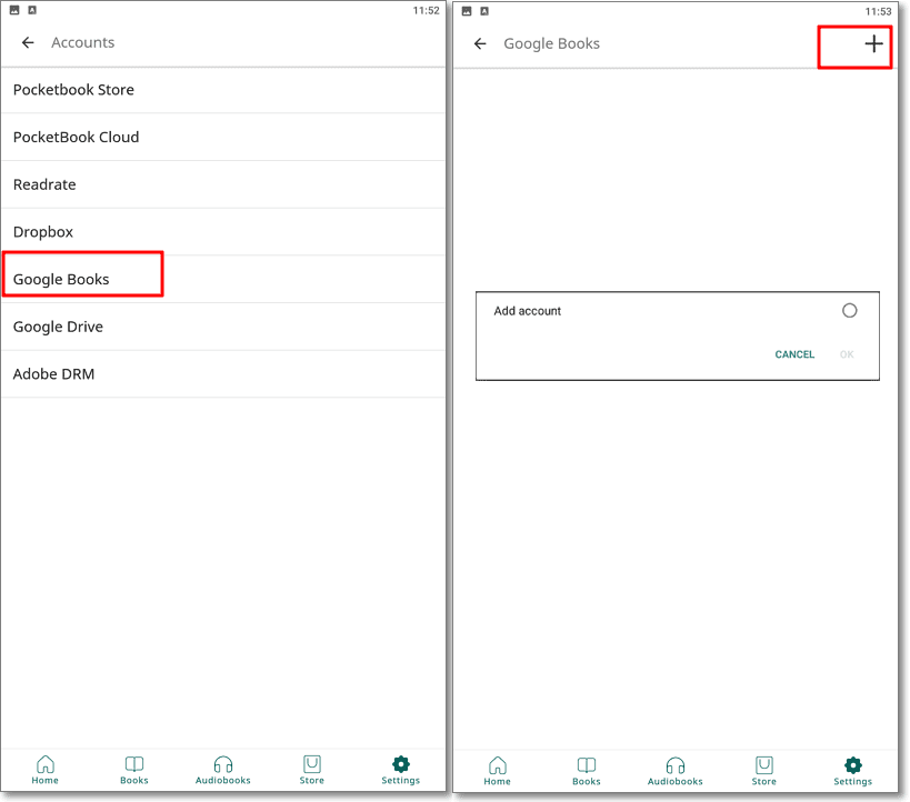 sync pocketbook app with Google Play Books account