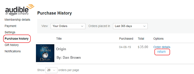 purchase history