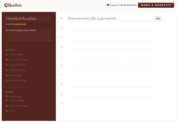 readlist to kindle