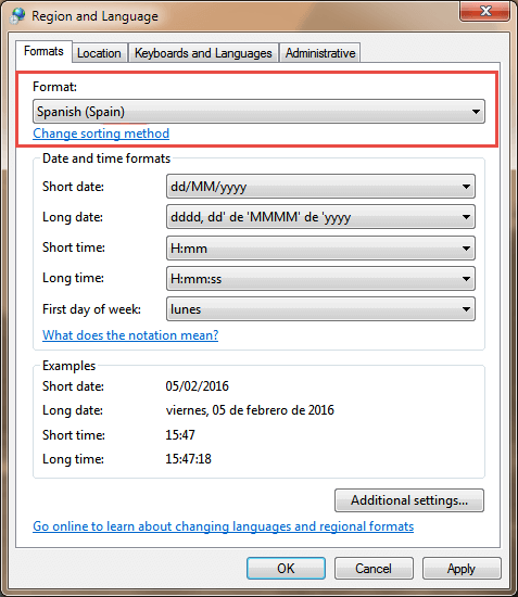 select preference language