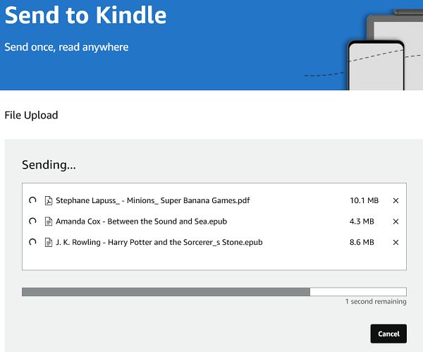 envoyer un epub pdf à kindle en ligne