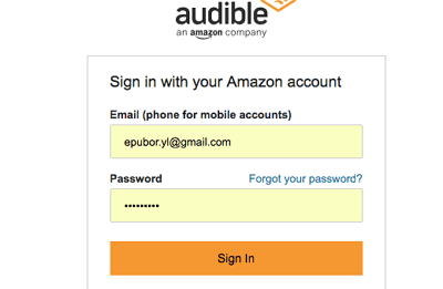 sign in Audible