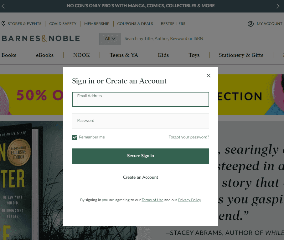 sign in to nook account