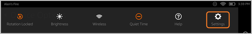 kindle fire settings