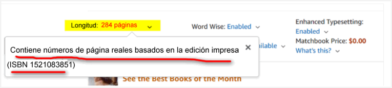 verifique el número de página de kindle